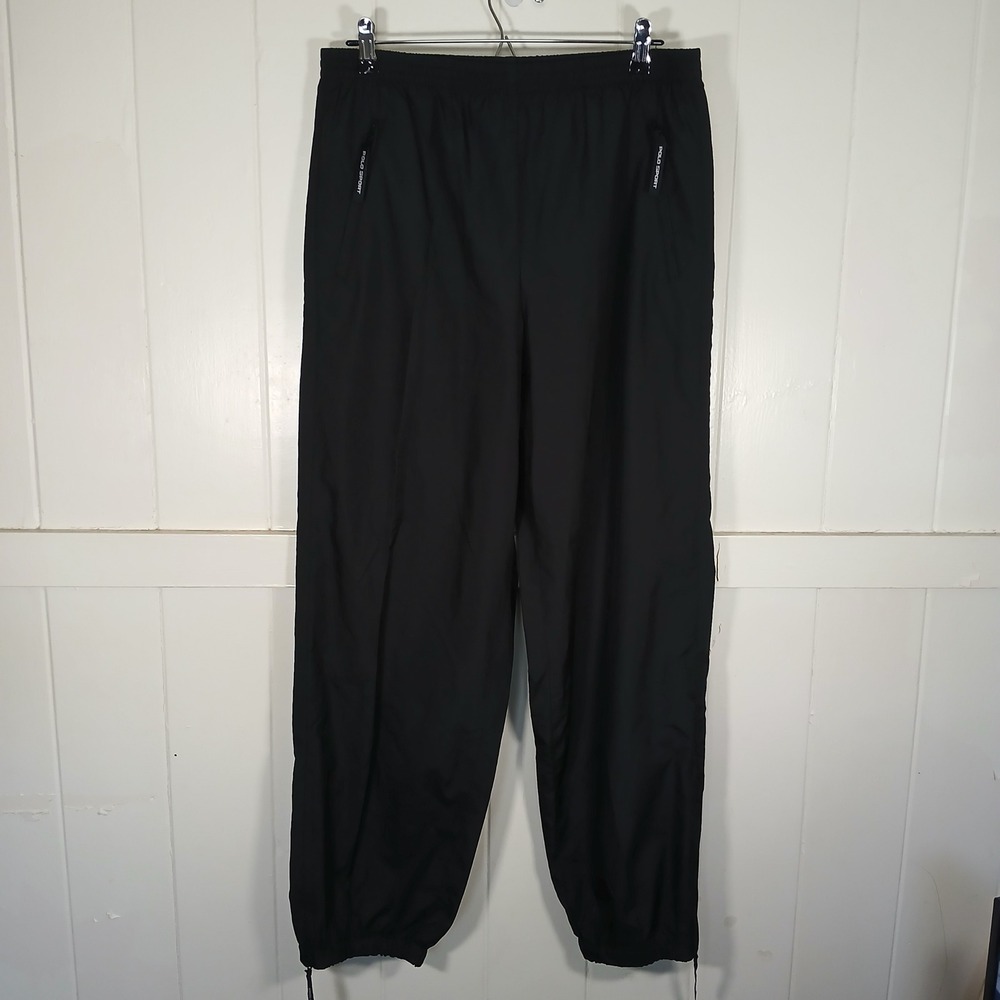 VTG Polo Sport Track Pants Mens Large Black Elastic Waist Drawstring Cuff Ralph